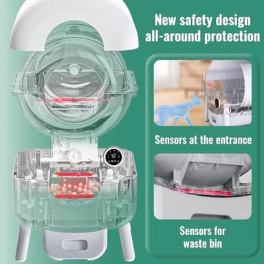 Self Cleaning Litter Box - Automatic Cat Litter Box self Cleaning, with 1 Roll Trash Bags and Mat, Small-White - Image 4