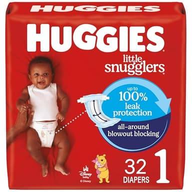 Huggies Size 1 Diapers, Little Snugglers Baby Diapers, Size 1 (8-14 lbs), 32 Count, Packaging May Vary - Image 1