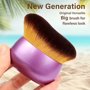 Extra Large Body Makeup Brush For Self Tanner, Leg Makeup &Bronzer Blend,75 mm Wide-headed Kabuki Brush Provides More Even &Pretty Application, Sunscreen Face& Back Makeup Brush, Wet&Dry Use- Purple - Image 3
