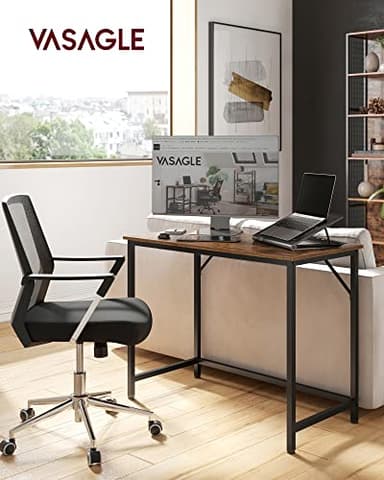 VASAGLE Computer Desk, Gaming Desk, Home Office Desk, for Small Spaces, 19.7 x 39.4 x 29.9 Inches, Industrial Style, Metal Frame, Rustic Brown and Black ULWD41X - Image 4