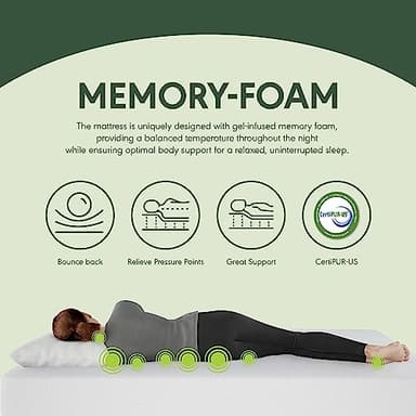 Furinno Tidur Cooling Gel Memory Foam Mattress, 6 Inch, Full, White - Image 6