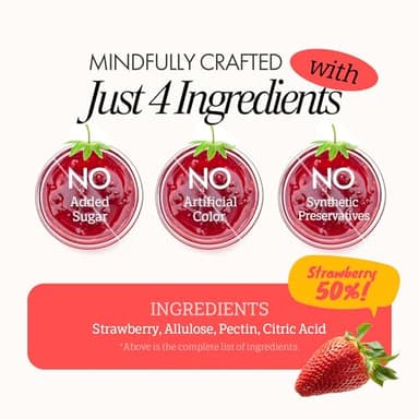 My Normal Low Calorie Strawberry Jam - Diabetic-Friendly, Strawberry 50% Fruit Jelly with Allulose, Keto & Zero Sugar Jam - Only 4 Ingredients, No Artificial Additives (320g, 11.28 oz) - Image 3