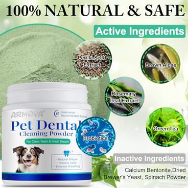 ARMOYA Dog Dental Powder - Teeth Cleaning Powder for Dogs - Dental Powder for Dogs - Dog Dental Care - Plaque & Bad Breath Off Powder Dog - Dental Care Supplies for Small - Medium - Large Dogs - Image 2