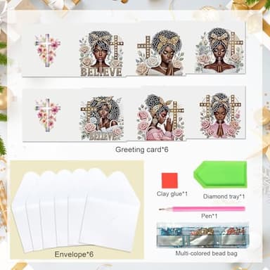 Diamond Painting Greeting Card Kit, African Americans Special Shaped Diamonds Painting, DIY Handcraft for Relatives and Friends with Wishes,Unique Design Crafting for Birthday or Holiday Cards - Image 4