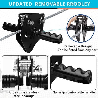 HOKINETY Zip Line Kit for Kids Adults : 100FT Up to 380Lbs - Quick Tighten Zipline for Backyard Outdoor with 100% Rust Proof Removable Trolley Seat Spring Brake - Image 5