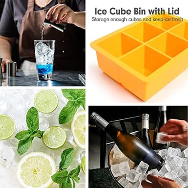 Excnorm Silicone Ice Cube Trays 3 Pack - Large Size Silicone Ice Cube Molds with Leak Proof Removable Lid Square Ice Cube Tray And BPA Free for Cocktail,Whiskey, Stackable Flexible Ice - Image 9