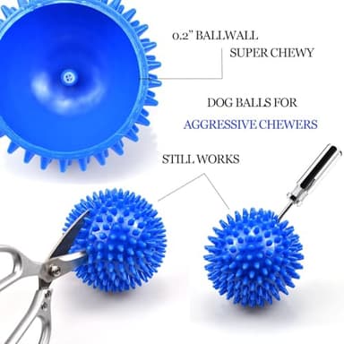 Ousiya Dog Balls 4.5” Squeaky Dog Toys Spikey Ball for Aggressive Chewers Heavy Duty Teething Large Medium Durable Dogs Balls (4 Pack) - Image 4