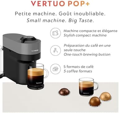 Nespresso Vertuo Pop+ Coffee and Espresso Maker by Breville with Milk Frother, Dark Grey - Image 8