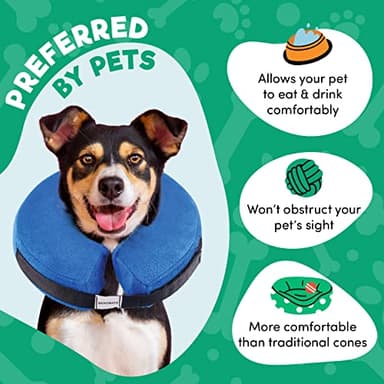 BENCMATE Inflatable Dog Cone Collar Alternative, Soft Dog Cone for Small Medium Large Dogs and Cats, Neck Recovery ECollar Donut Collar After Surgery (Large, Blue) - Image 3