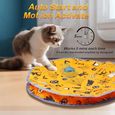 Mdupw Interactive Cat Toys Ball Rolling in The Pouch, Chirping & Motion Activated Interactive Ball Toy Begins Hide and Seek Game in Mat, Rechargeable Exercise Cat Toy - Image 3