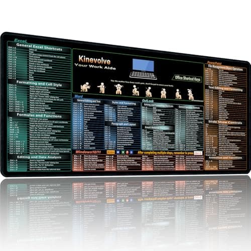 Kinevolve Mouse Pad for Excel/Word/Outlook/PowerPoint Cheat Sheet, Extended Large XL Office Shortcut Keyboard Desk Pad, Non-Slip Accessories Desk Mat 35.4" x 15.7" - Image 1