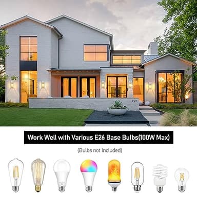 BesLowe 2-Pack Outdoor Wall Light Fixtures, Exterior Waterproof Wall Lanterns, Porch Sconces Wall Mounted Lighting with E26 Sockets & Glass Shades, Modern Wall Lamps for Front Door, Grey - Image 3