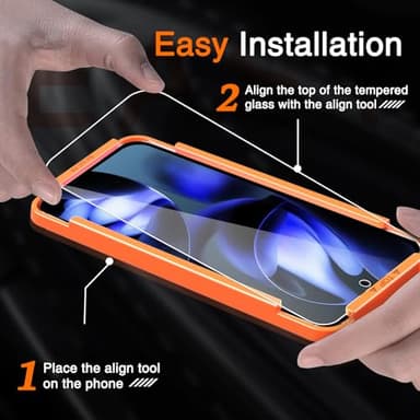 Milomdoi 3 Pack Tempered Glass for Google Pixel 9A Screen Protector with 3 Pack Camera Lens Protector, Ultra 9H Accessories [Support Fingerprint Unlock] Case Friendly, Mounting Frame - Image 4