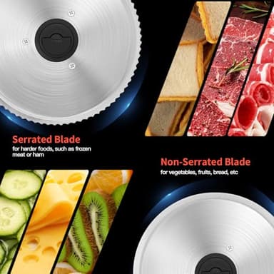 Meat Slicer, 200W Meat Slicer Machine for Home, DC Motor Quiet Deli Slicer with 2 Removable 7.5'' Stainless Steel Blades, Adjustable Dial for 0-15mm, Electric Food Slicer for Meat, Cheese, Bread - Image 3