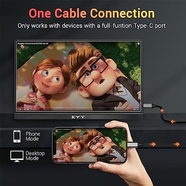 KYY Portable Monitor 15.6'' FHD 1080P USB C HDMI Gaming Monitor Ultra-Slim IPS Display w/Smart Cover & Speakers, Plug&Play, External Monitor for Laptop PC Phone Mac Xbox PS4 - Image 4