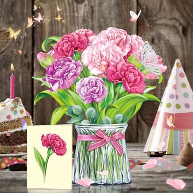 Airpark Pop Up Flower Card, 10 Inch Carnation 3D Paper Flowers Bouquet, Popup Greeting Cards with Blank Note Card & Envelope, Birthday, Graduation Decorations, Get Well Soon, Thank You Gifts for Women Mother - Image 6