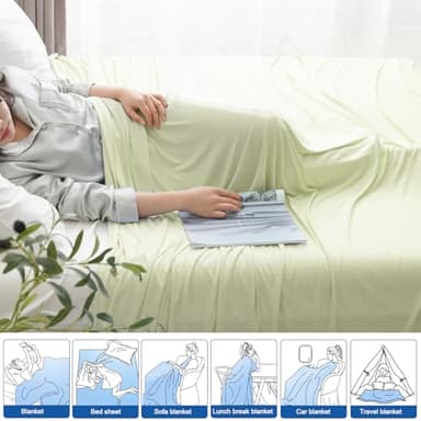 David's Home Double Side Summer Cooling Blanket Queen, Arc-Chill Q-Max>0.5 Breathable Lightweight Skin-Friendly for Hot Sleepers, Portable Durable Versatile for Home Office Car Picnic, Gross Green - Image 5