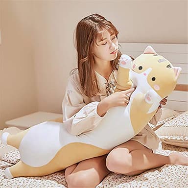 shangman Lovely Plush Cat Doll Cute Cartoon Soft Stuffed Kitten Long Throw Sleeping Pillow Toy Gift for Kids Girlfriend Multiple Size (Brown,50cm/19.6in) - Image 7