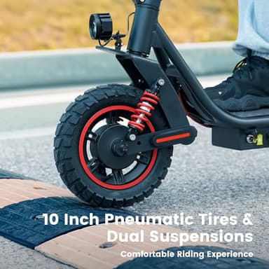 iScooter Adults Electric Scooter, 28 MPH Max Speed, 37 Miles Long Range, Foldable E-Scooter with 10" Tires, Dual Suspension, Turn Signals & Dual Brakes, Smart App - Image 4