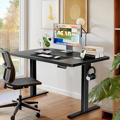 ErGear 40" x 24" Whole Piece Desktop Electric Standing Desk, Thick Height Adjustable Desk with 4 Height Memory, Home Office Computer Table with Cable Management Tray, Black - Image 2