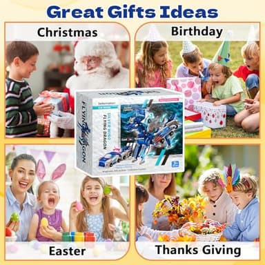 Intoypad Collision Transforming Dinosaur Car Toy, 2 Magnetic Cars Transform into Dinosaur Toys for Kids Toddler Fun Deformation Robot Dino Car Christmas Birthday Gift Toys for Boys Girls(Blue Dragon) - Image 6