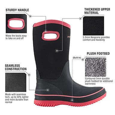 HISEA Women Mud Boots, Neoprene Rubber Garden Shoes Waterproof Mid Calf Rain Boots for Outdoor - Image 2