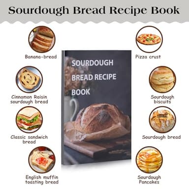 Sourdough Starter Kit,34oz Sourdough Starter Jar Glass with Sourdough Recipes Cookbook.Sourdough Bread Baking Supplies with Thermometer,Natural Wooden Lid, Anti-slip Mat,Sourdough Jar scraper (2 pack) - Image 2