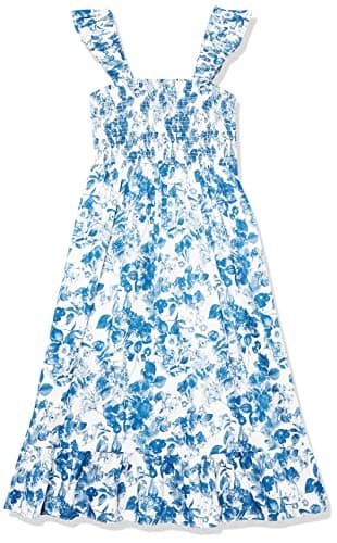 The Drop Women's Kimi Ruffled Shoulder Smocked Midi Dress, Blue Floral, XS - Image 6