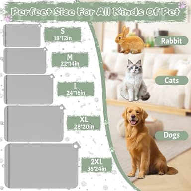 Silicone Dog Food Mat - Pet Feeding Mat with Waterproof Bowl, Residue Collection Pocket and Raised Edges, Hooks Included - Suitable for Cats and Dogs - Image 2