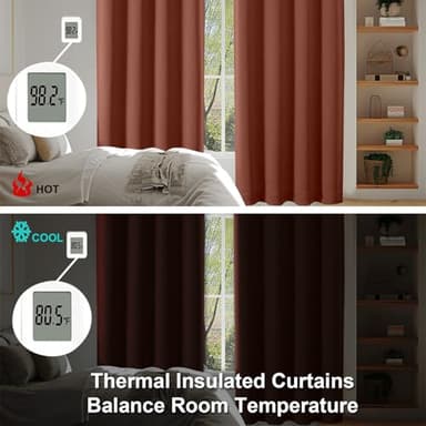 Simplebrand Ava Terracotta Blackout Curtains for Bedroom 84 Inch Length 2 Panels Set, Solid Thermal Insulated Privacy Living Room Window Treatment Curtains Blackout Drapes, W40 x L84 Inch, Terracotta - Image 6