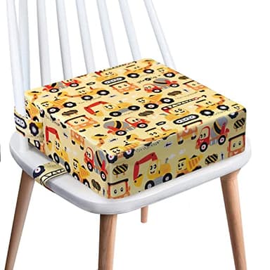 Toddler Booster Seat for Dining Table,4 Inches Washable Double Safer Straps Non-Slip Bottom Booster Seat Dining for Kids, Portable Travel High Density Sponge Detachable Increasing Cushion for Child - Image 1