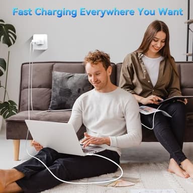Phone 17 Charger Fast Charging, 45W Dual USB C Charger Block,USB C Wall Chargers with 10FT Long USBC Charging Cable Cord for Phone 17 16 15 Pro Max/17 16 15 Pro/Plus,Pad Pro/Air,S25/S24-White+Black - Image 7