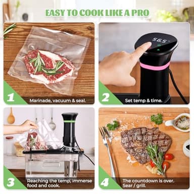 Sous Vide Machines, Sous Vide Cooker, 1000 Watts Immersion Circulators with Recipe, Accurate Temperature and Time Control - Image 6