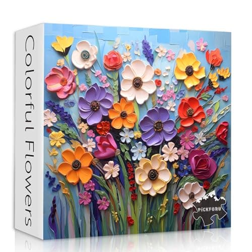 Colorful Flower Puzzles for Adults, Mosaic Plant Floral Puzzle Art, Spring Flower Garden Jigsaw Puzzles 1000 Pieces Painting - Image 1