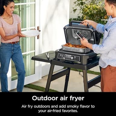 Ninja OG951 Woodfire Pro Connect Premium XL Outdoor Grill & Smoker, Bluetooth, App Enabled, 7-in-1 Master Grill, BBQ Smoker, Outdoor Air Fryer, Woodfire Technology, 2 Built-In Thermometers, Black - Image 4