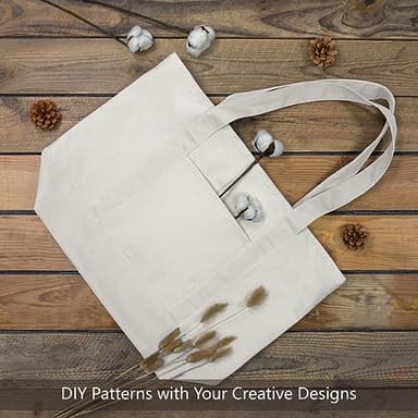 TOPDesign 30-Pack Canvas Tote Bags with an External Pocket, Reusable Grocery Shopping Bags, Top Zipper Closure, Daily Essentials (Natural) - Image 3