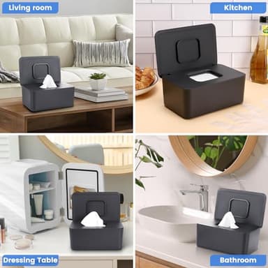 Lijroavy Baby Wipes Dispenser & Wipes Holder - Non-Slip Refillable Baby Wipes Container with Sealing Lid, Keeps Wipes Fresh, Portable Wipes Case for Travel & Home (Black) - Image 3