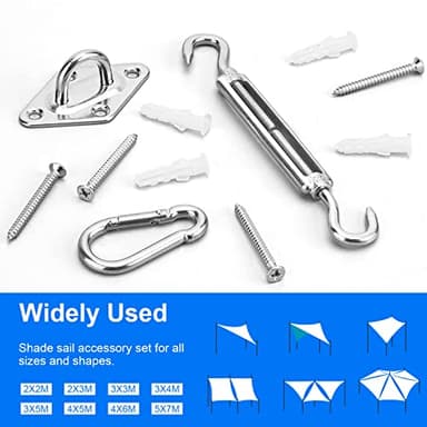 HYASIA Sun Shade Sail Hardware Kit 8 Inch for Rectangle & Triangle Shade Sail Install, Stainless Steel ShadeSail Fixing Accessories for Outdoor Patio Canopy Garden, Heavy Duty Awning Attachment 40 Set - Image 7