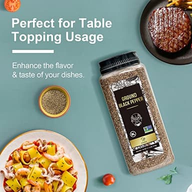 Soeos Table Ground Black Pepper, 18 oz (510g) Non-GMO, Freshly Peppercorn Powder Bulk, Packed to Keep Peppers Fresh, Ready to Use Peppercorns for Refill, Regular - Image 6