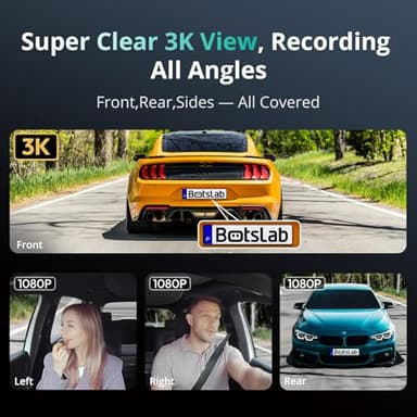 3K 4 Channel Dash Cam, 560° All-Sides View, Front and Rear Inside Car Camera with 3.18”Touch Screen, Dash Camera 24/7 Parking Mode, Built-in GPS 5.8G WiFi Night Vision Voice Control, Free 128GB Card - Image 2