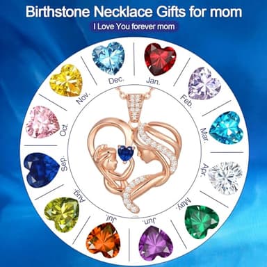 Zifeel Mothers Day Gifts for Mom Wife Her Grandma, S925 Sterling Silver Birthstone Necklaces Jewelry for Women, Mother's Day Love Heart Pendant Necklace for Anniversary Birthday Christmas Day - Image 4
