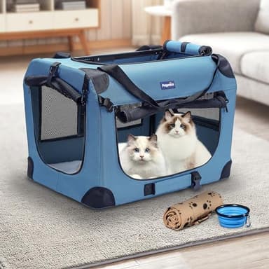 Petprsco Portable Collapsible Dog Crate, Travel Dog Crate 24x17x17 with Soft Warm Blanket and Foldable Bowl for Large Cats & Small Dogs Indoor and Outdoor - Image 3