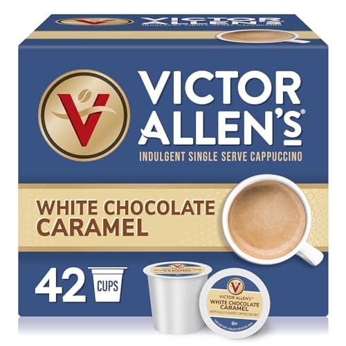 Victor Allen's Coffee White Chocolate Caramel Flavored Cappuccino, 42 Count, Single Serve Cups for Keurig K-Cup Brewers - Image 1