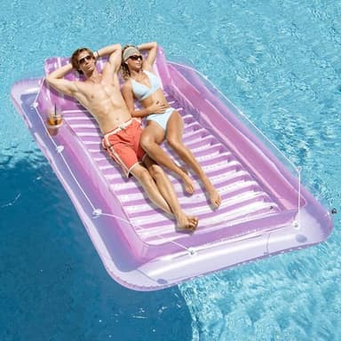 Inflatable Pool Floats Lounger for Adults, Blow Up Tanning Pool Raft Sun Tan Tub with Inflatable Pillow for Family Outdoor, Garden, Backyard Summer Water Party (Pink) - Image 1