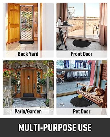 tchdio Door Mat Outdoor Indoor Entrance Doormat-Semicircular Durable Rubber Non Slip Front Door Mat for Outside Inside Entry Entryway Dirt Trapper WelcomeMat for Muddy Paws and Shoes-Black 17”x30” - Image 7