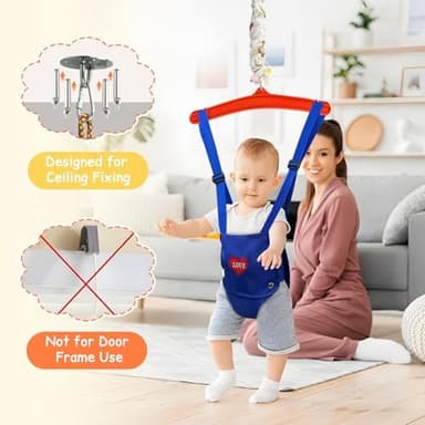 Baby Jumper with a Ceiling Hook for 6-24 Months, Baby Door Jumper for Indoor/Outdoor Play with Adjustable Chain, Baby Doorway Jumper - Image 5