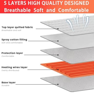 Heated Mattress Pad Queen Size, Electric Mattress Pad Cover w/Dual Control 8 Heating Settings, Bed Warmer w/ 4 Auto Shut Off Settings, UL Certified, Deep Pocket, Machine Washable, White - Image 4