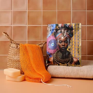 AFRIKI African Net Sponge, Authentic African Exfoliating Sponge, Black Owned, Back Scrubber, 45inch Long, for Normal to Sensitive Skin, for Daily use, Sky Collection (Yellow) - Image 2