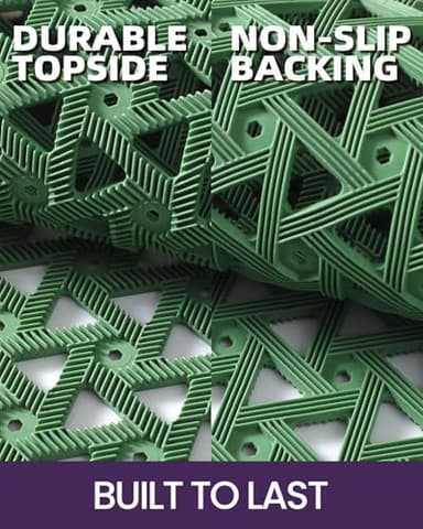 DEXI Front Door Mat Outside Entrance, 24x36 Welcome Rubber Doormat Waterproof, Drainage Heavy Duty Entry Mats with Non Slip Backing, Low Profile Dirt Trapper for Patio Entryway, Green - Image 3