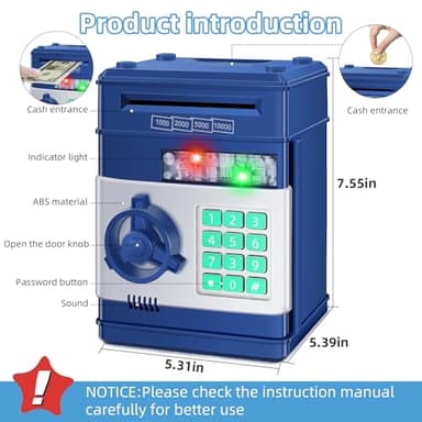 Saidrip Piggy Bank for Kids, Money Bank Toys for Ages 6 7 8 10 11 12 13, Electronic Cash Coin Money Saving Box， Birthday for 8 9 10 Year Old Boys Girls - Image 2